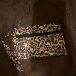 Leopard Print Wristlet Clutch